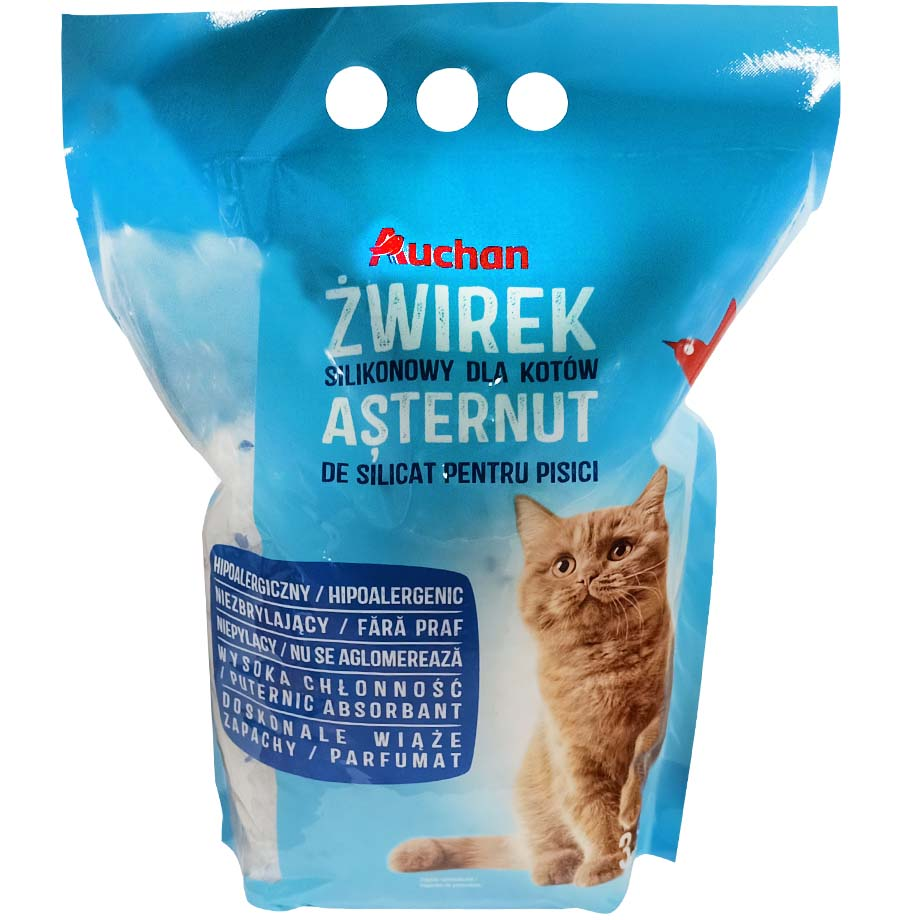 Фото - Котячий наповнювач Auchan  Żwirek silikonowy dla kotów hipoalergiczny 